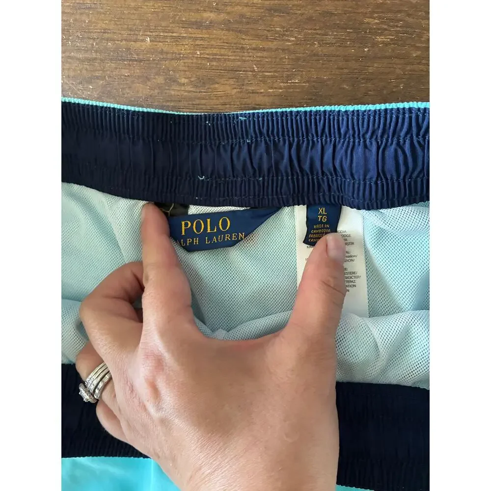 Polo Ralph Lauren Mens XL Teal Swim Trunks Shorts Mesh Lined Pony Logo 5 In